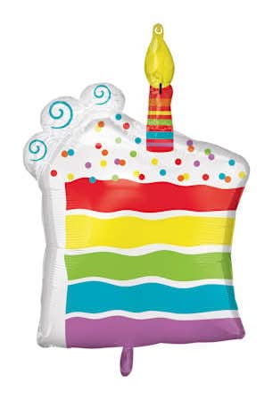 INFLATED Birthday Cake Slice Shaped Balloon 25in