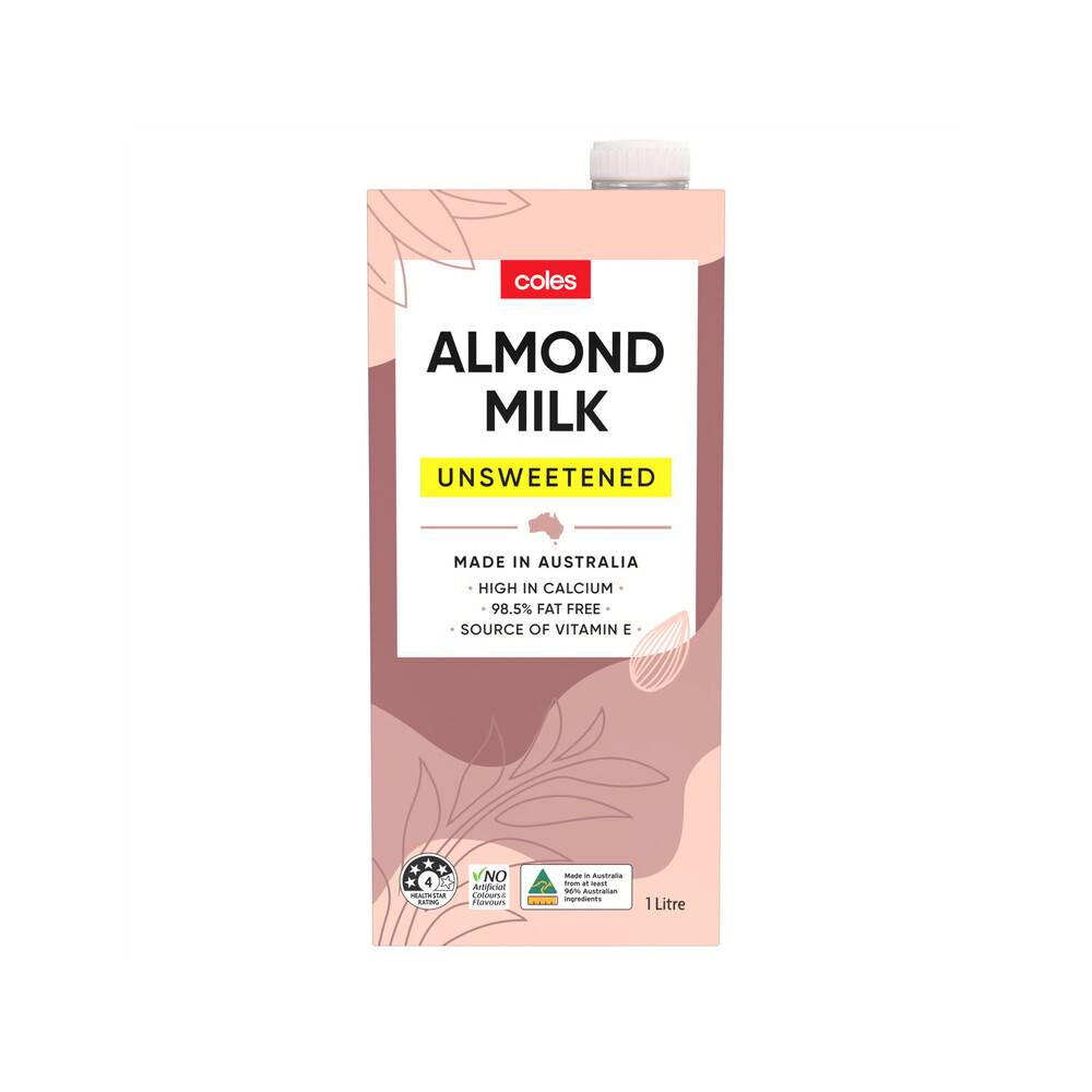 Coles Almond Milk Unsweetened 1L