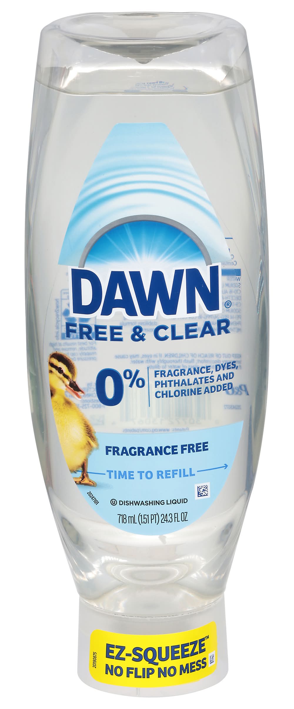Dawn Free & Clear Ez Squeeze Dishwashing Liquid, Unscented (24.3 fl oz)