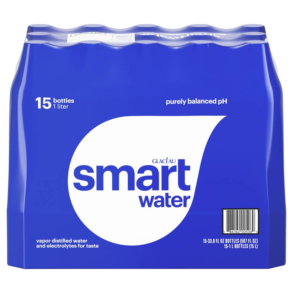 smartwater Vapor Distilled Premium Water & Electrolytes For Taste (15 x 33.8 fl oz)