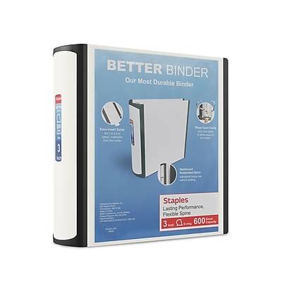 Staples D & 3 Ring Better Binder, White