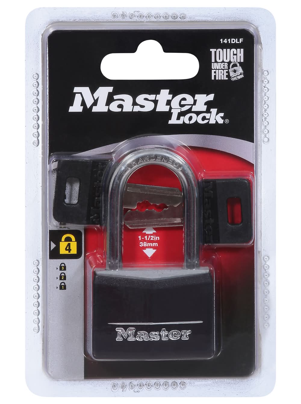 Master Lock 1 9/16" Black Long Shackle Steel Padlock