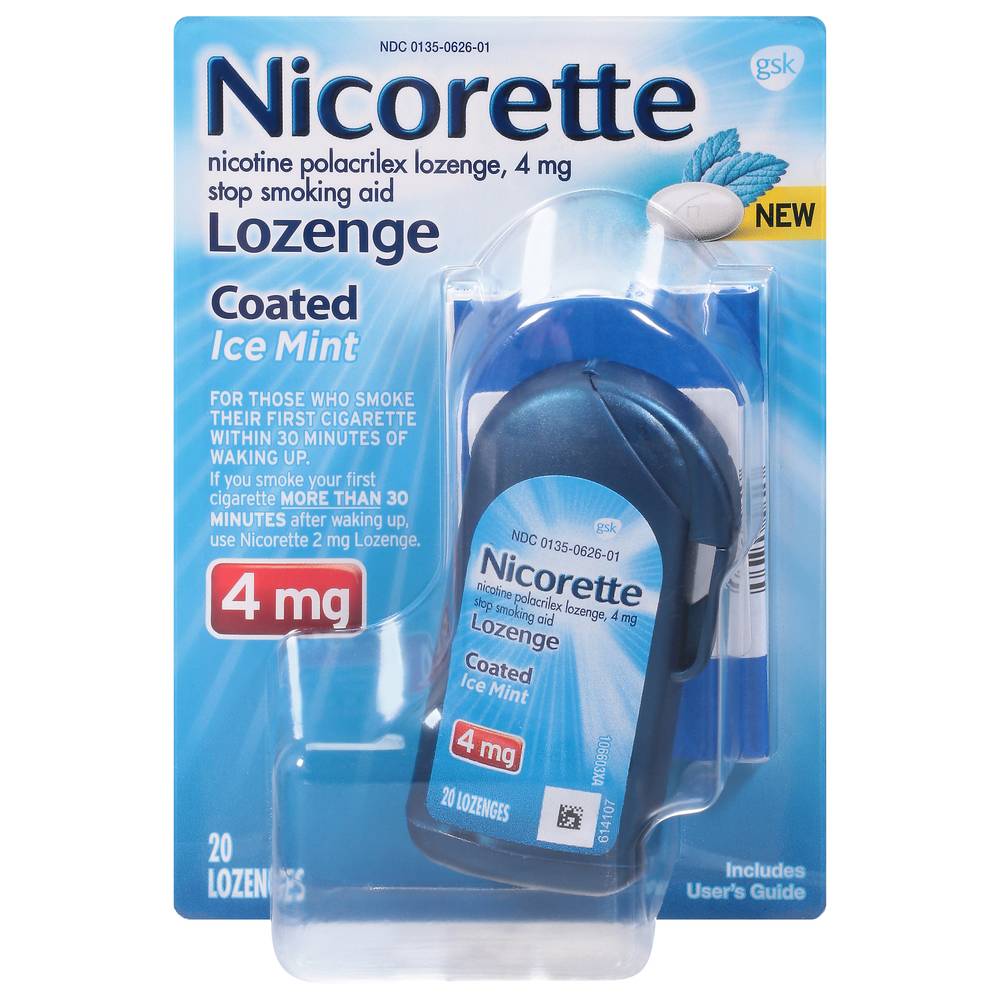 Nicorette Nicotine Polacrilex 4 mg Coated Lozenge Ice Mint (1.6 oz)