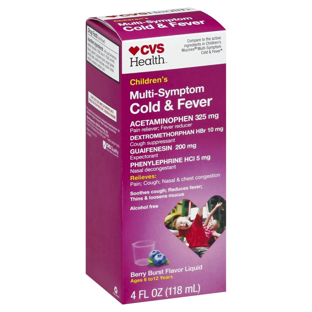 CVS Health Children's Multi-Symptom Cold & Fever Berry Burst Flavor Liquid (4 fl oz)