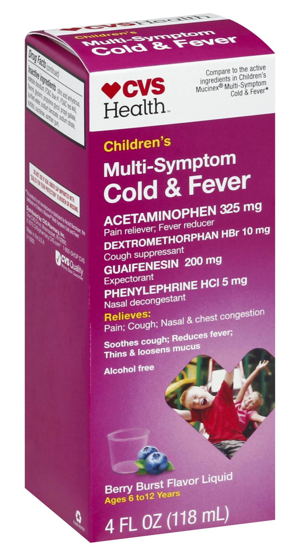 CVS Health Children's Multi-Symptom Cold & Fever Berry Burst Flavor Liquid (4 fl oz)
