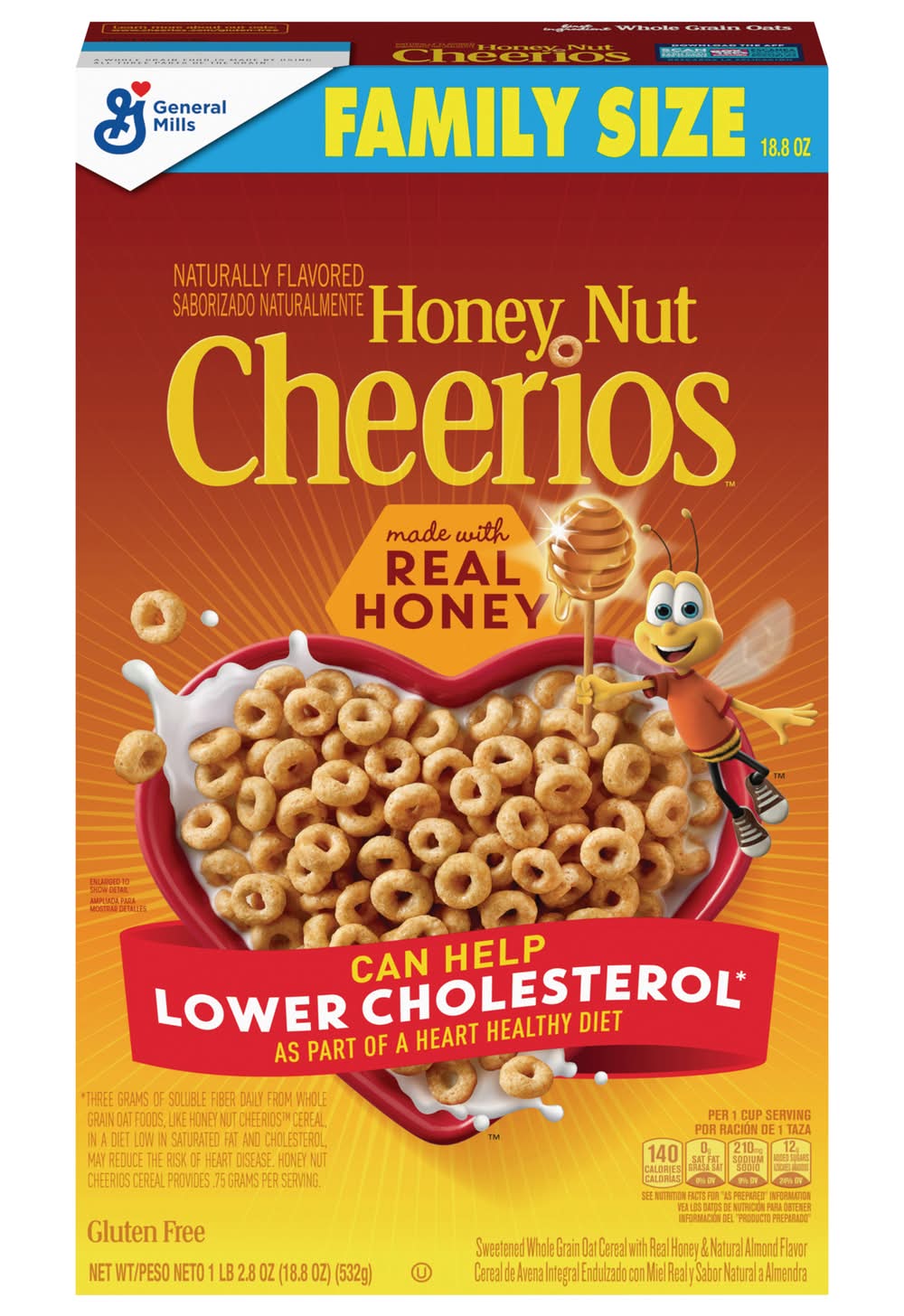 Cheerios Gluten Free Sweetened Whole Grain Oat Cereal, Honey Nut (18.8 oz)