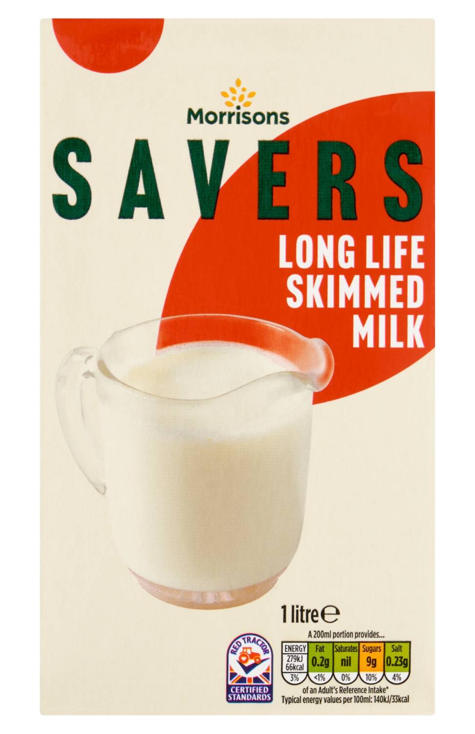 Morrisons Savers UHT Skimmed Milk 1L