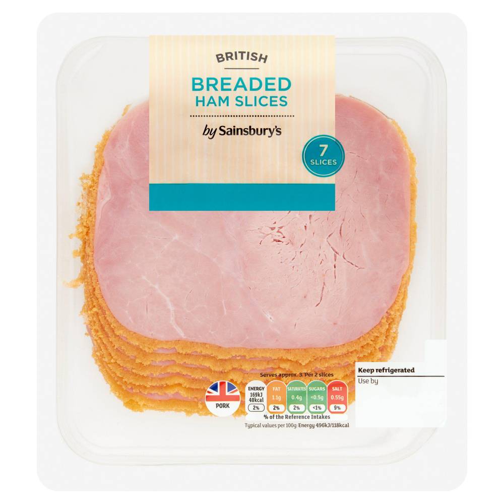 Sainsbury's British Breaded Cooked Ham Slices x7 120g