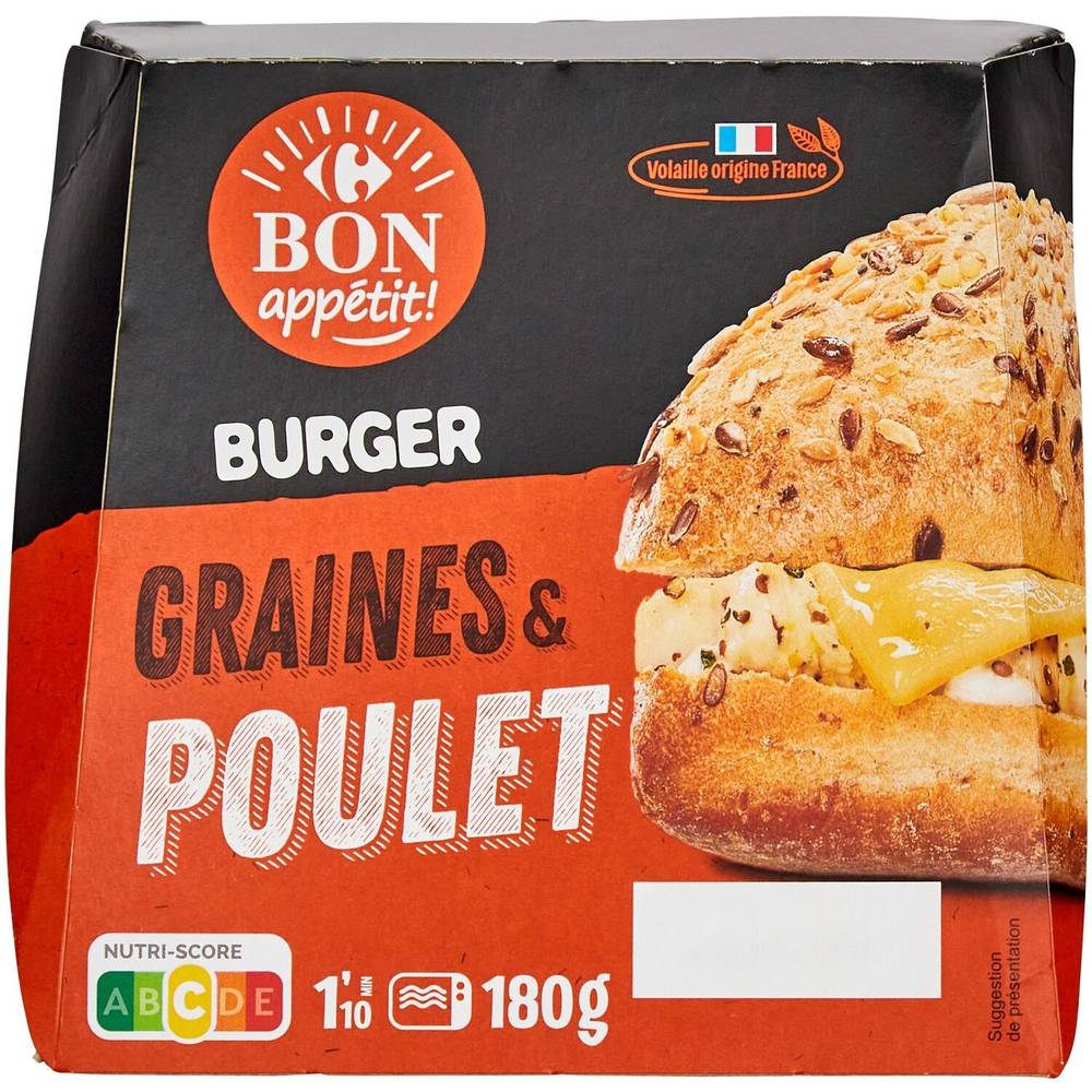 Carrefour Bon Appetit - Burger graines et poulet (180g)