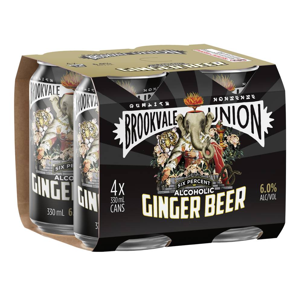 Brookvale Union High ABV Ginger Beer Can 330mL X 4 pack