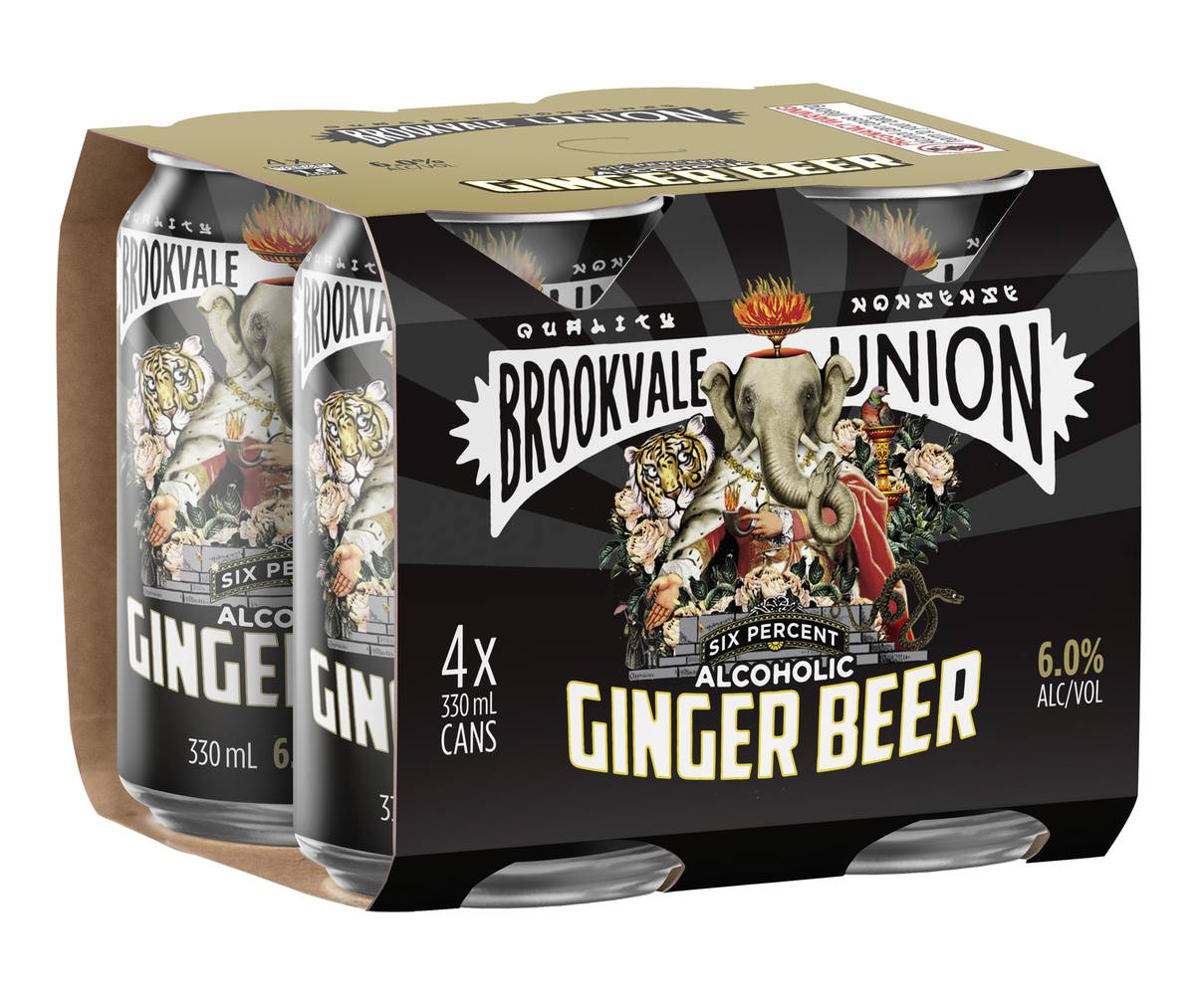 Brookvale Union High ABV Ginger Beer Can 330mL X 4 pack
