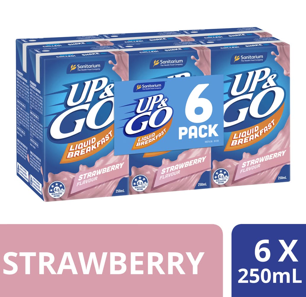 UP&GO Liquid Breakfast Drink, Strawberry (6 x 250mL)