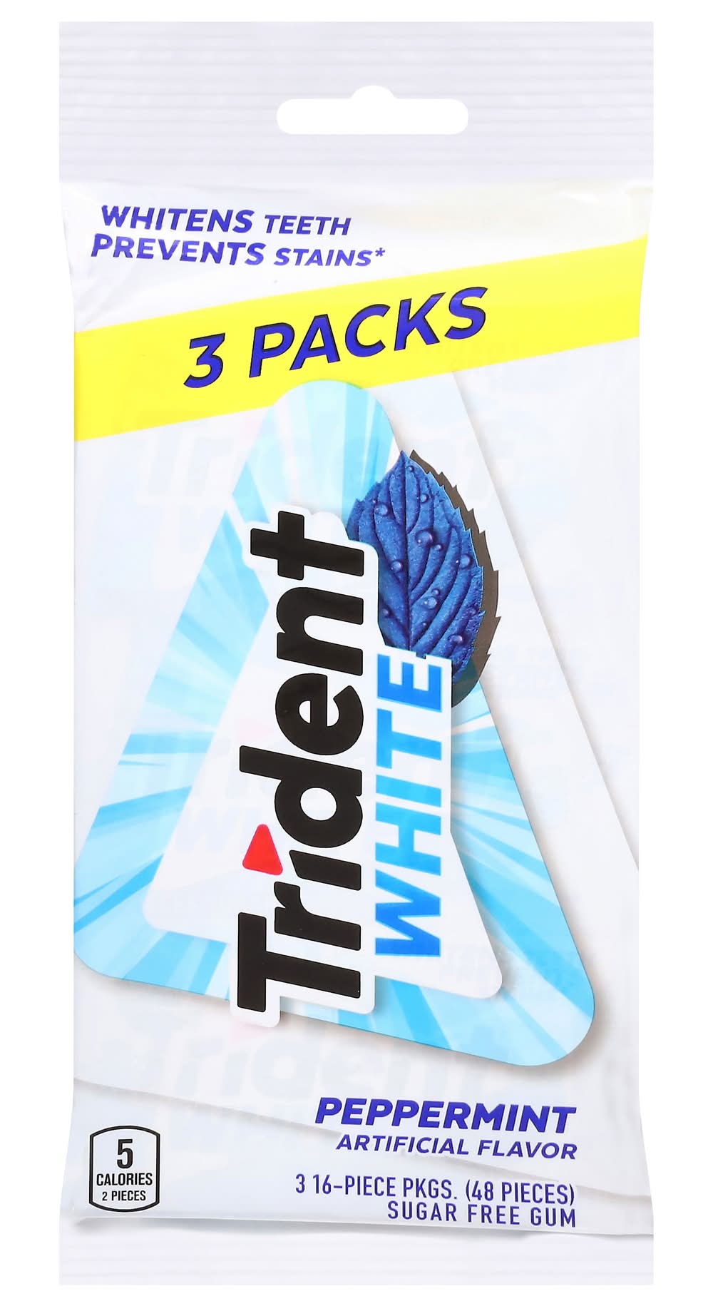 Trident White Sugar Free Gum, Peppermint (48 ct)