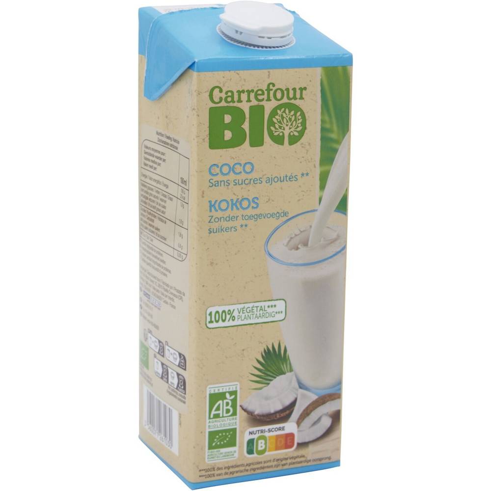 Carrefour Bio - Boisson végétale coco sans sucres ajoutés (1 L)