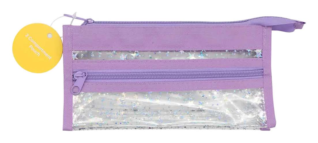 Two Compartment Shimmer Storage Pouch 2 Assorted Colors