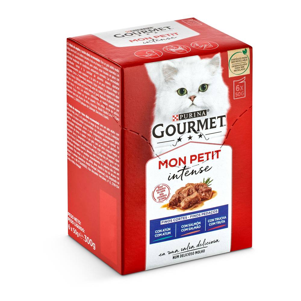 Alimento Para Gatos Con Atún/Salmón/Trucha Gourmet Caja 300 G