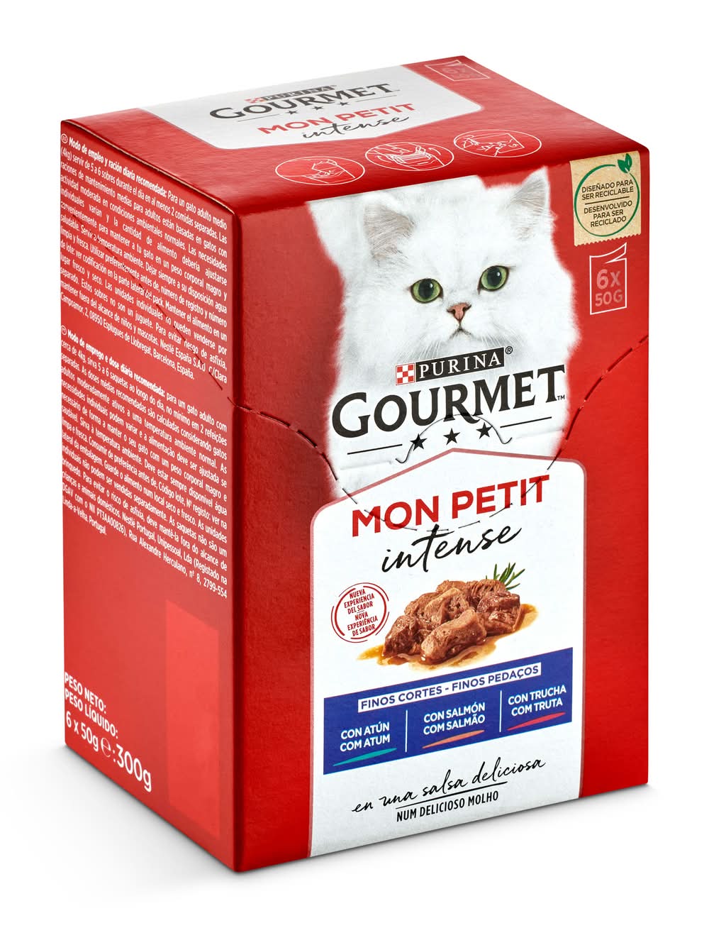 Alimento Para Gatos Con At�ún/Salmón/Trucha Gourmet Caja 300 G