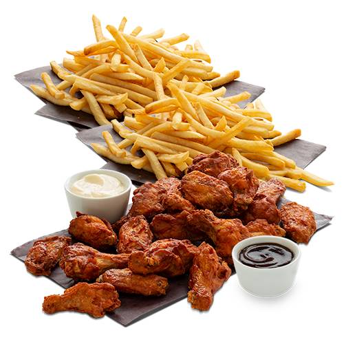 Chicken Wings (20 Wings) + 2 Dipping Sauce + Double Fries