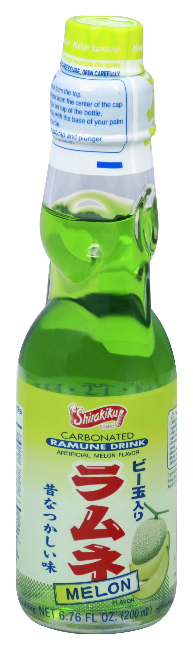 Shirakiku Carbonated Ramune Drink, Melon (6.76 fl oz)