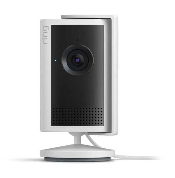 Ring Indoor Cam Plus - Plug-In Retinal 2K Security Camera, 4X Enhanced Zoom, Low-Light Sight Color Night Vision, White