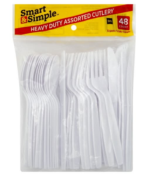 Smart & Simple Heavy Duty Assorted Cutlery, White (48 ct)
