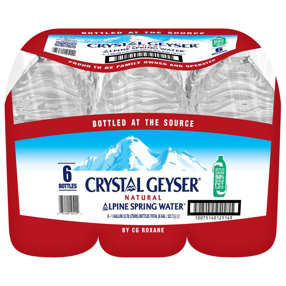 Crystal Geyser Natural Alpine Spring Water (6 x 3.78 L)