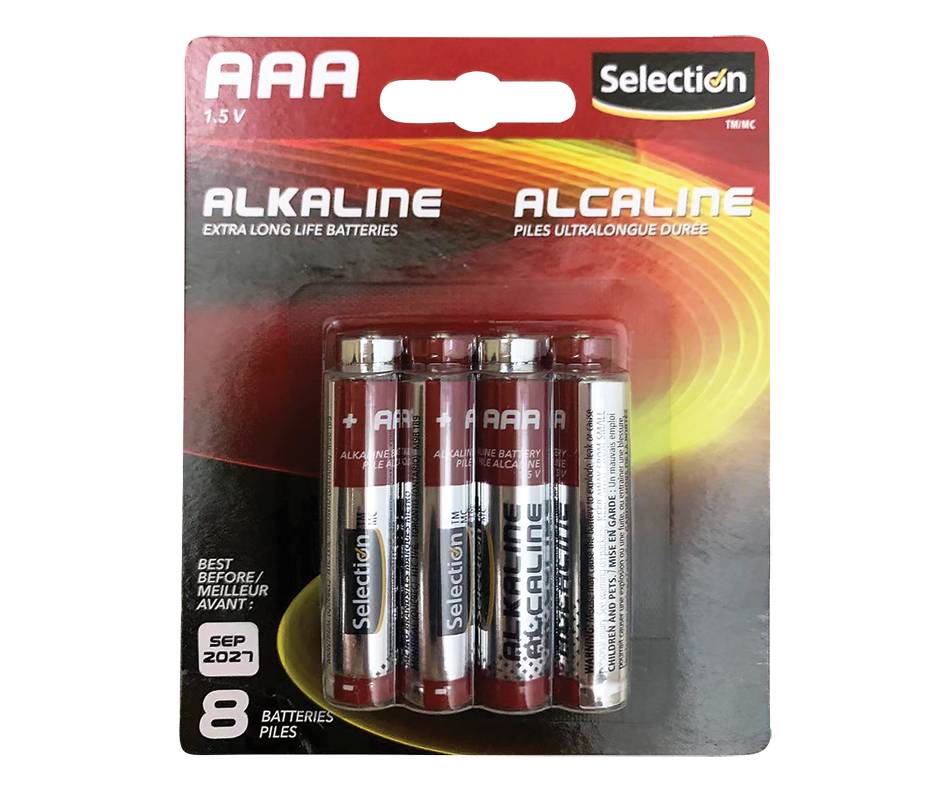 Selection piles alcalines aaa 1.5v (8 unités)