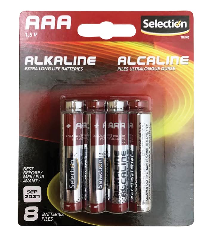 Selection piles alcalines aaa 1.5v (8 unités)