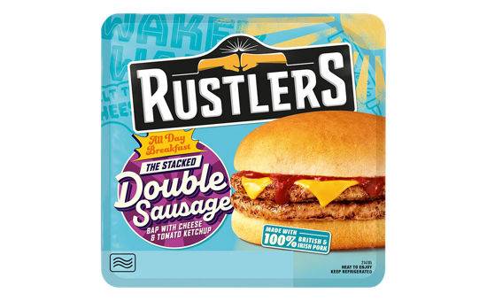 Rustlers The Stacked Double Sausage Bap with Cheese & Tomato Ketchup 178g