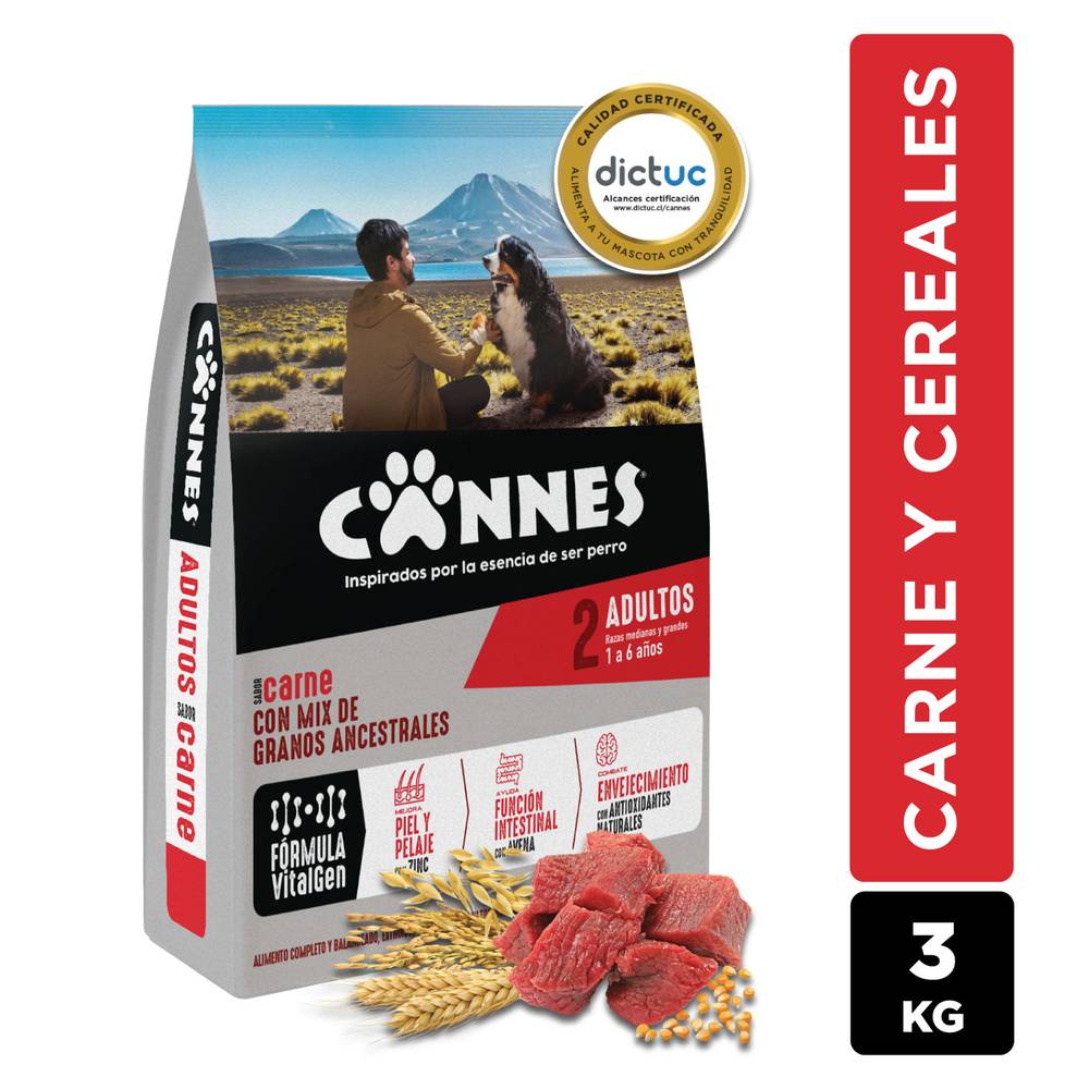 Cannes alimento perro adulto carne y cereales (3 kg)