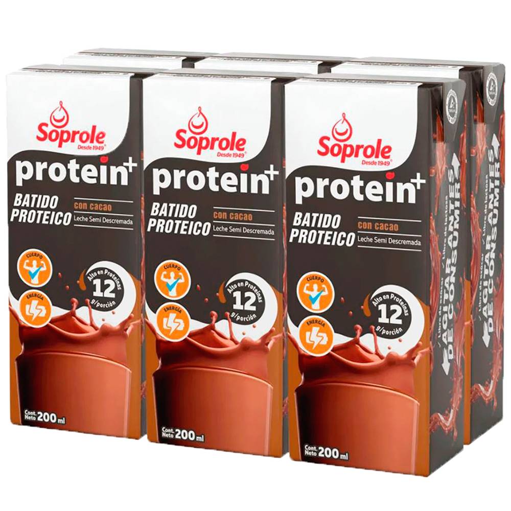 Soprole leche alta proteina chocolate (6 pack, 200 ml)