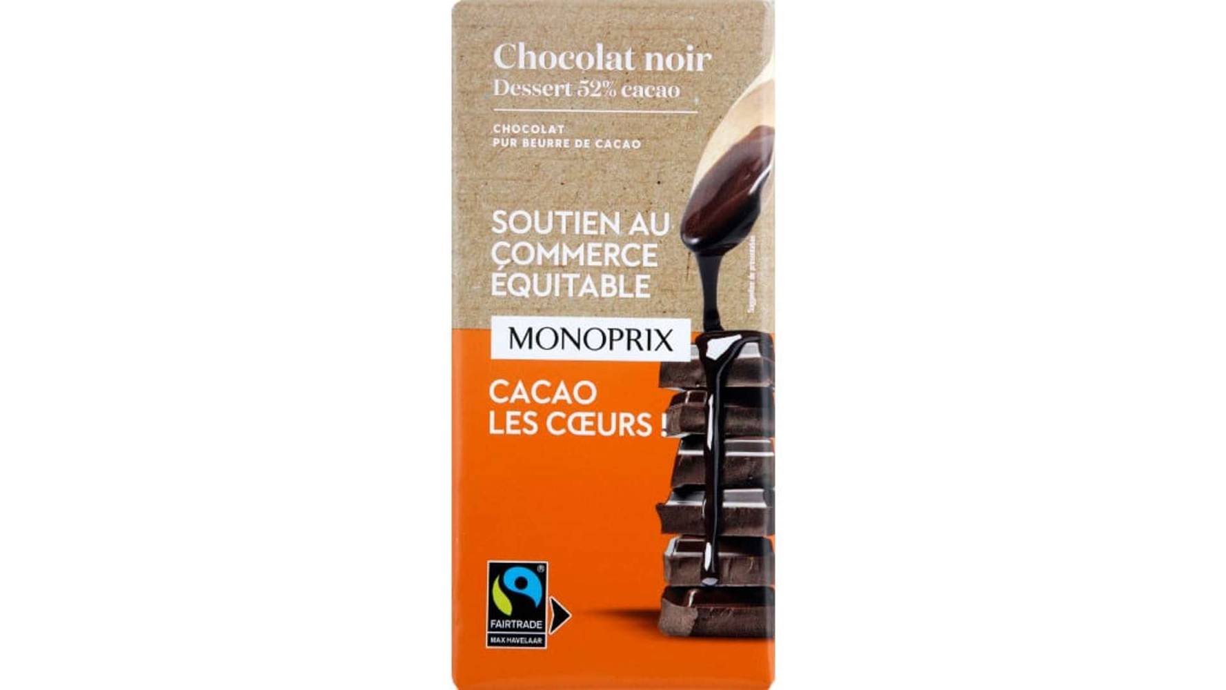 Monoprix Chocolat noir pâtissier dessert Max Havelaar La tablette de 200g