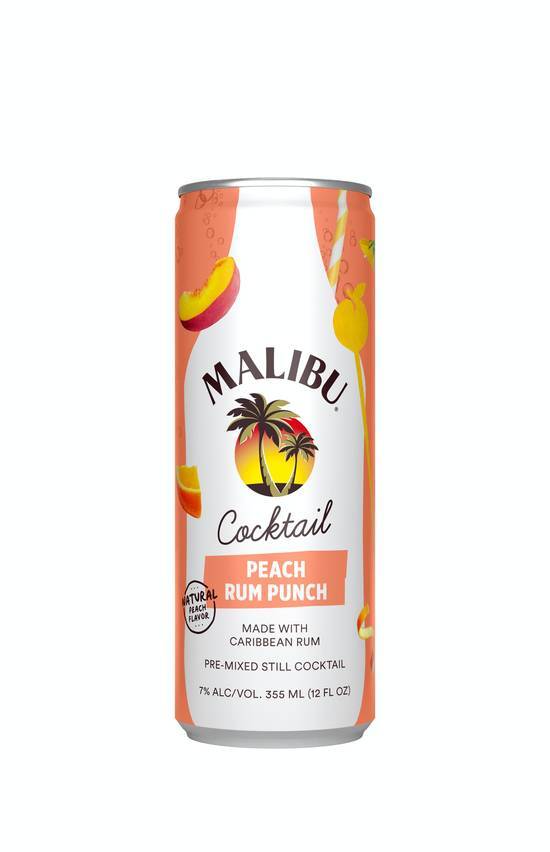 Malibu Peach Rum Punch Ready To Drink (4x 12oz cans)
