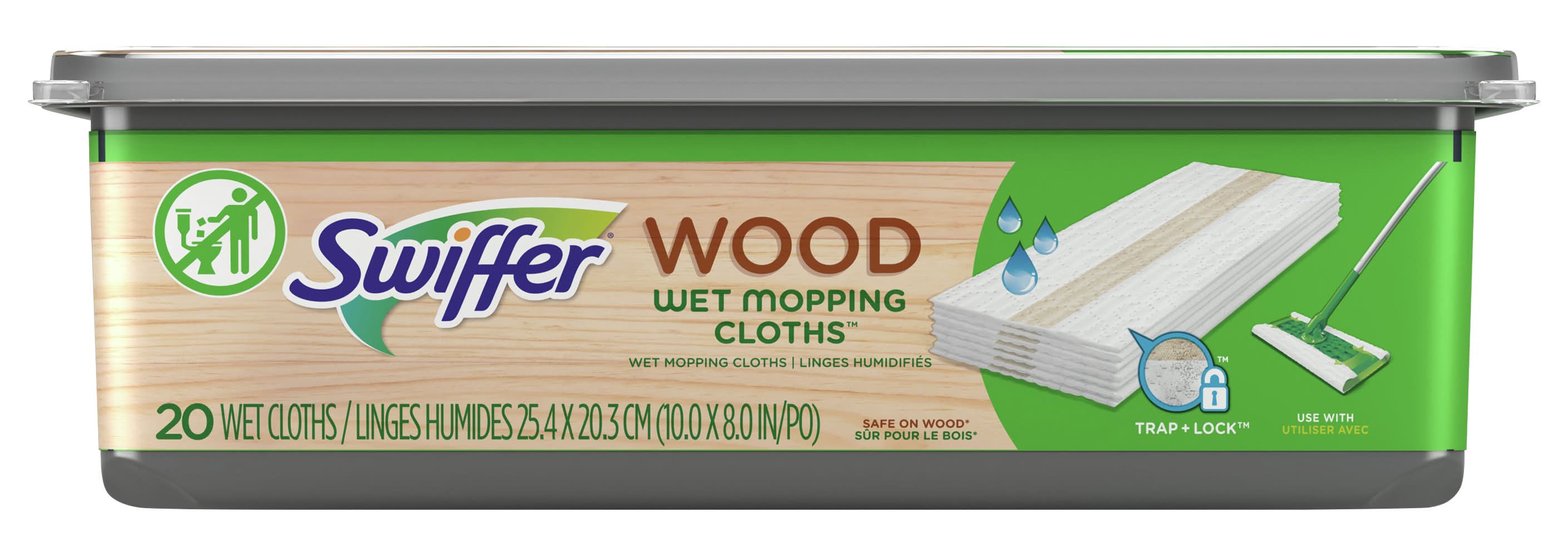 Swiffer Wet Mopping Cloths For Wood, 10x8 in (20 ct)
