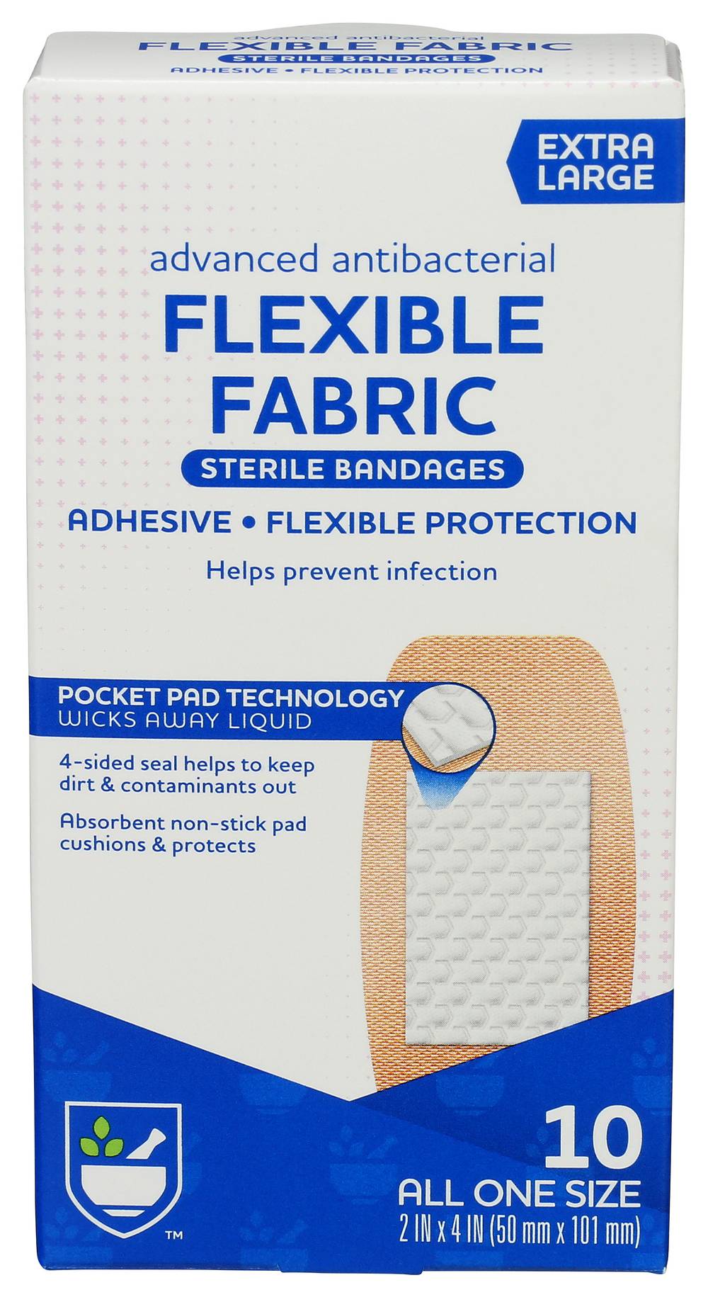 Rite Aid Advanced Antibacterial Fabric Bandages Extra Large (10 ct)