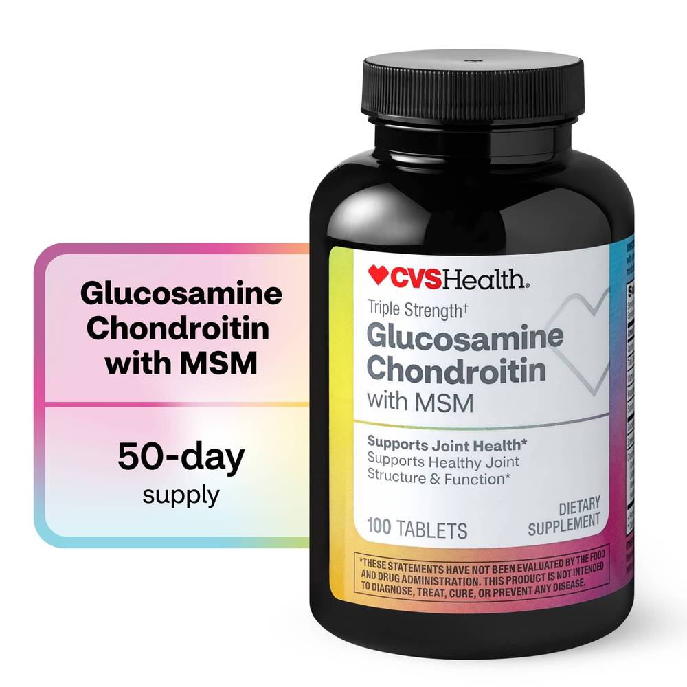 CVS Health Glucosamine Chondroitin with MSM Triple Strength Caplets, 100CT