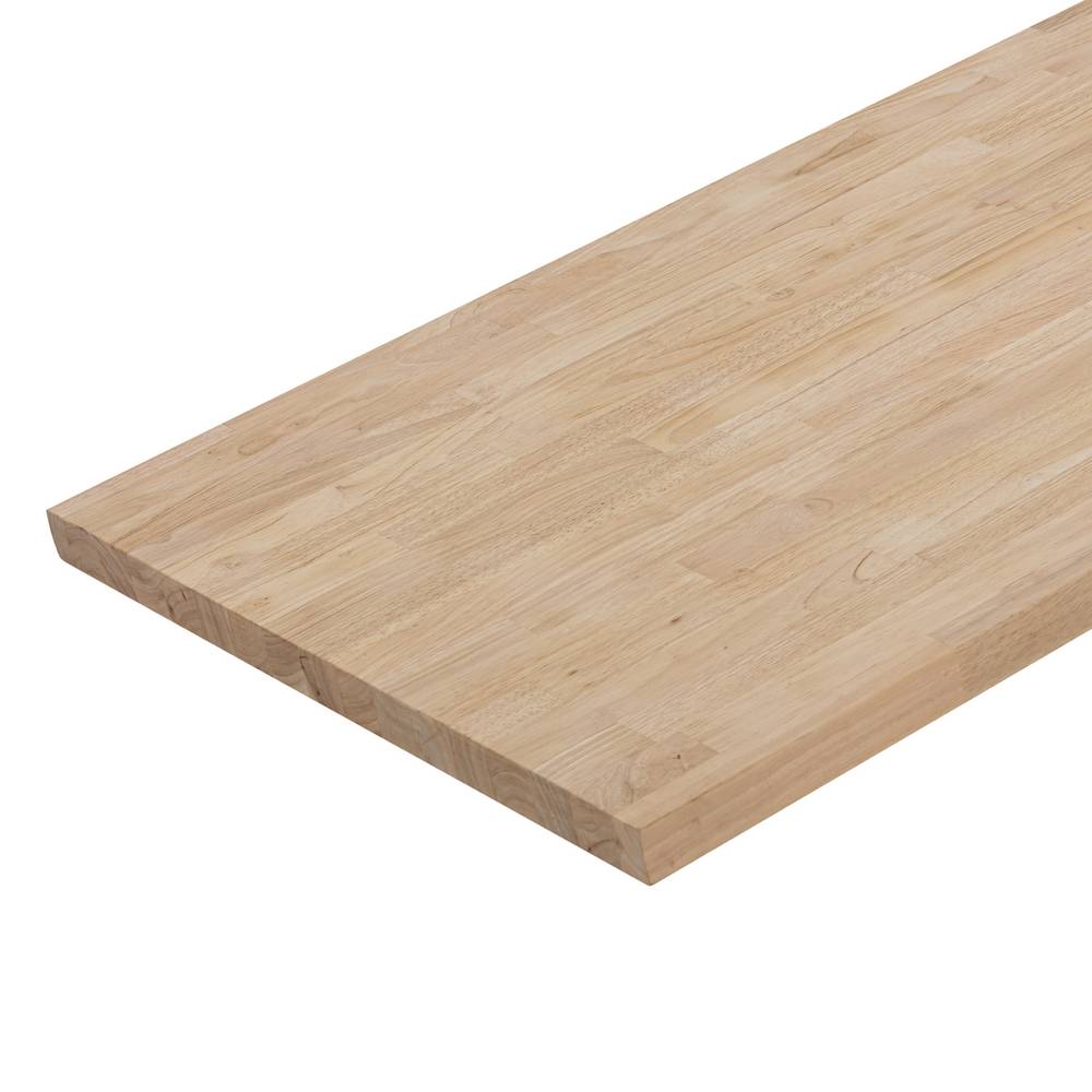 allen + roth 4-ft x 25-in x 1.5-in Finger-jointed Natural Hevea Butcher Block Countertop | AR1525FJRW-48