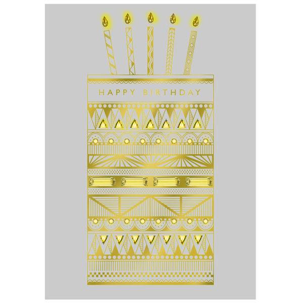 Viabella Golden Cake 5" X 7" Birthday Greeting Card With Envelope