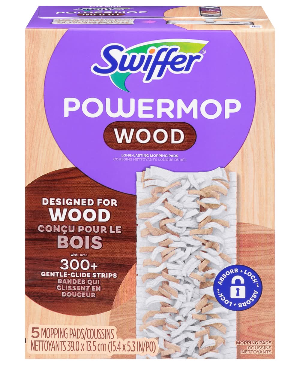 Swiffer Powermop Wood Mopping Pads, 15.4x5.3 in (5 ct)