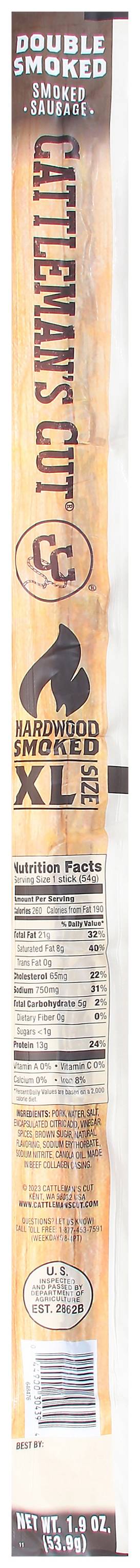 Cattleman's Cut Double Smoked Size Sausage, XL (1.9 oz)