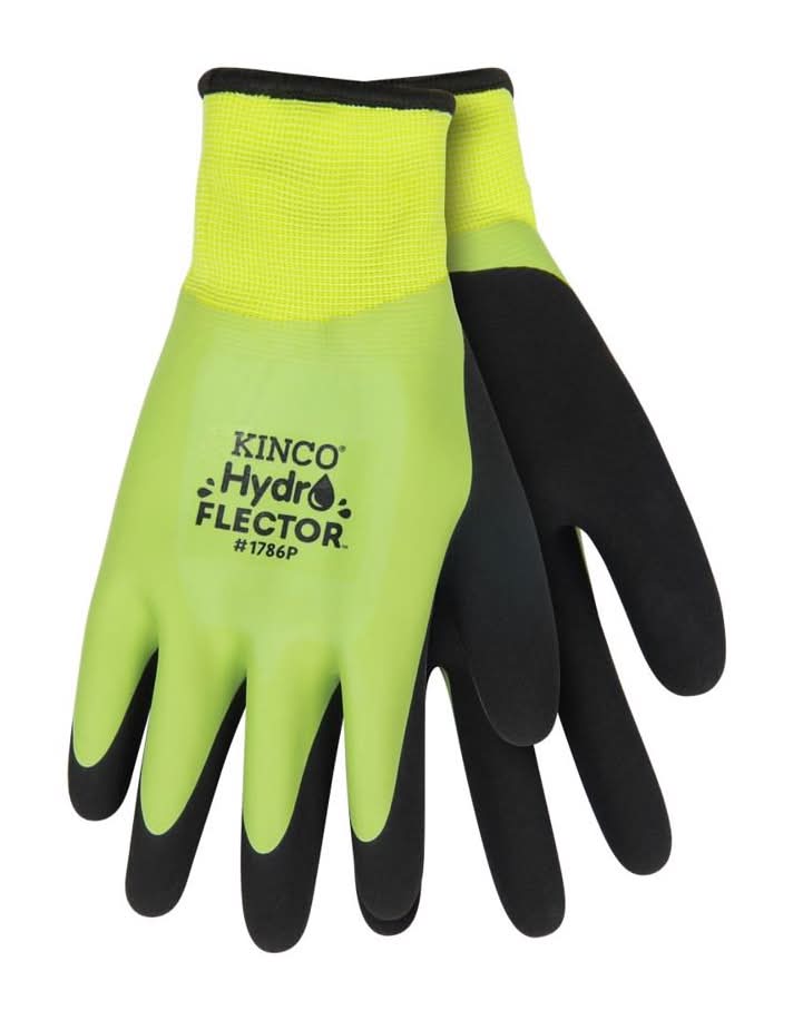 Kinco Hydroflector Men'S Knit Wrist Cuff Waterproof Gloves Black/Green L 1 Pair