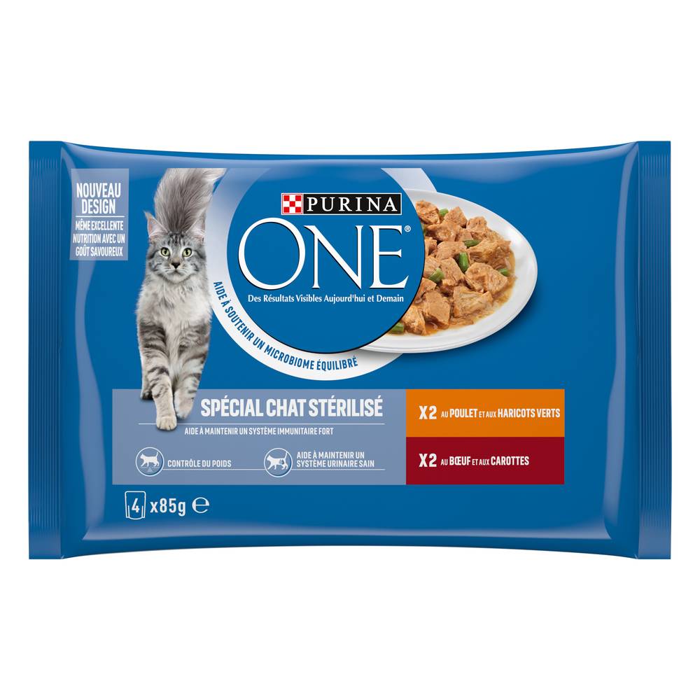 Purina One - Stérilisé aliment pour chat, poulet - haricots verts - boeuf - carottes (4)