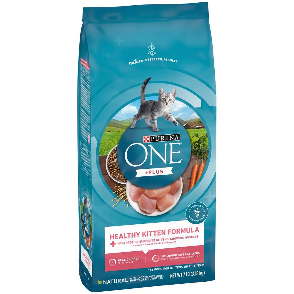 Purina One + Plus Healthy Kitten Forumla Natural Real Chicken Cat Food For Kittens Up To 1 Year (7 lbs)