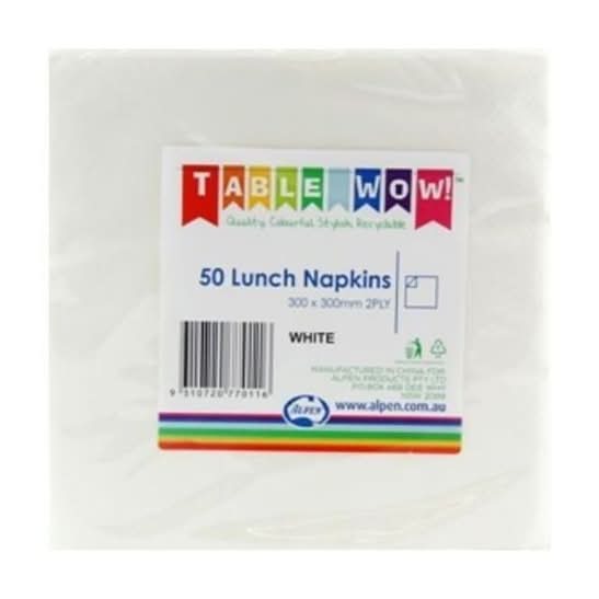 Alpen Lunch Napkins White 50pk