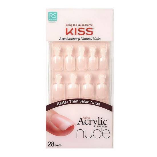 Kiss uñas acrílicas francesas nude (caja 28 piezas)