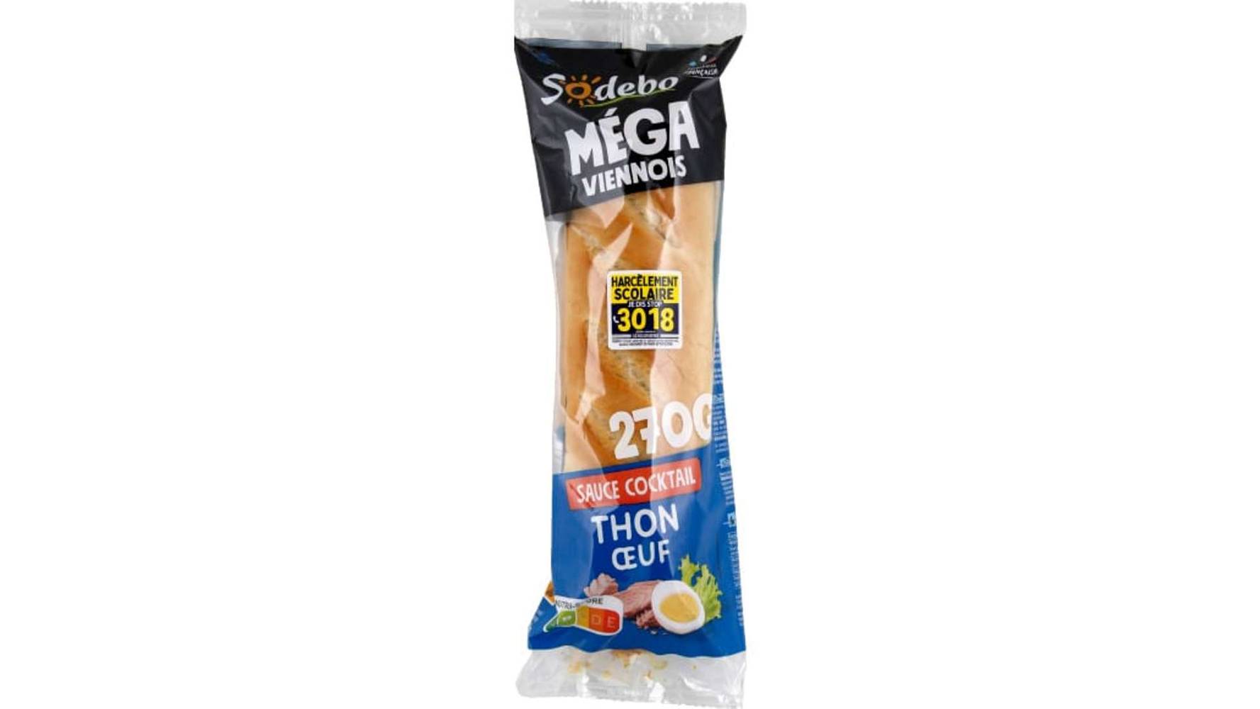 Sodebo Sandwich le mega baguette thon oeuf salade La barquette de 270g