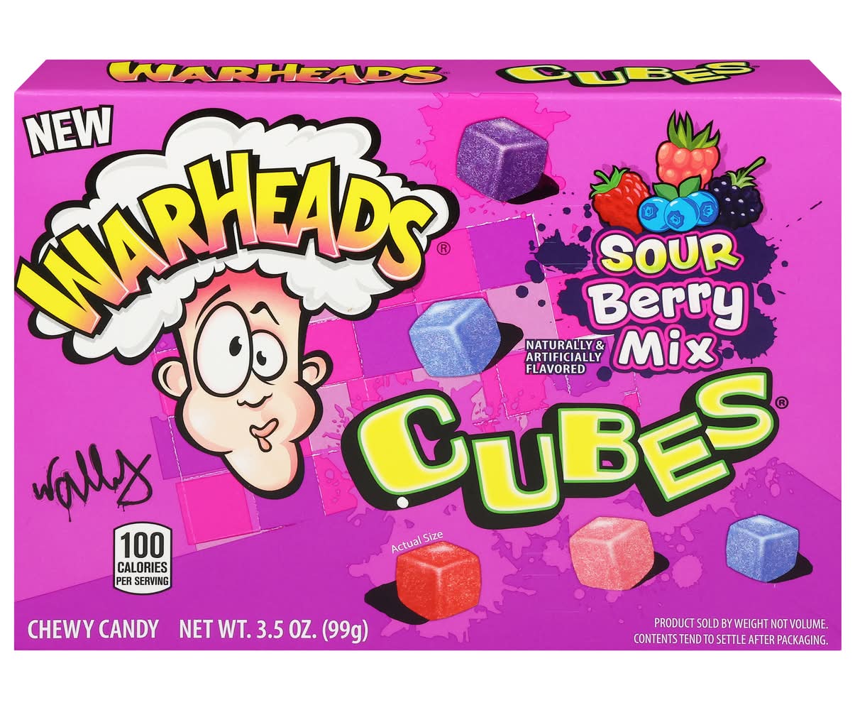 Warheads Cubes Chewy Candy, Sour Berry Mix (3.5 oz)