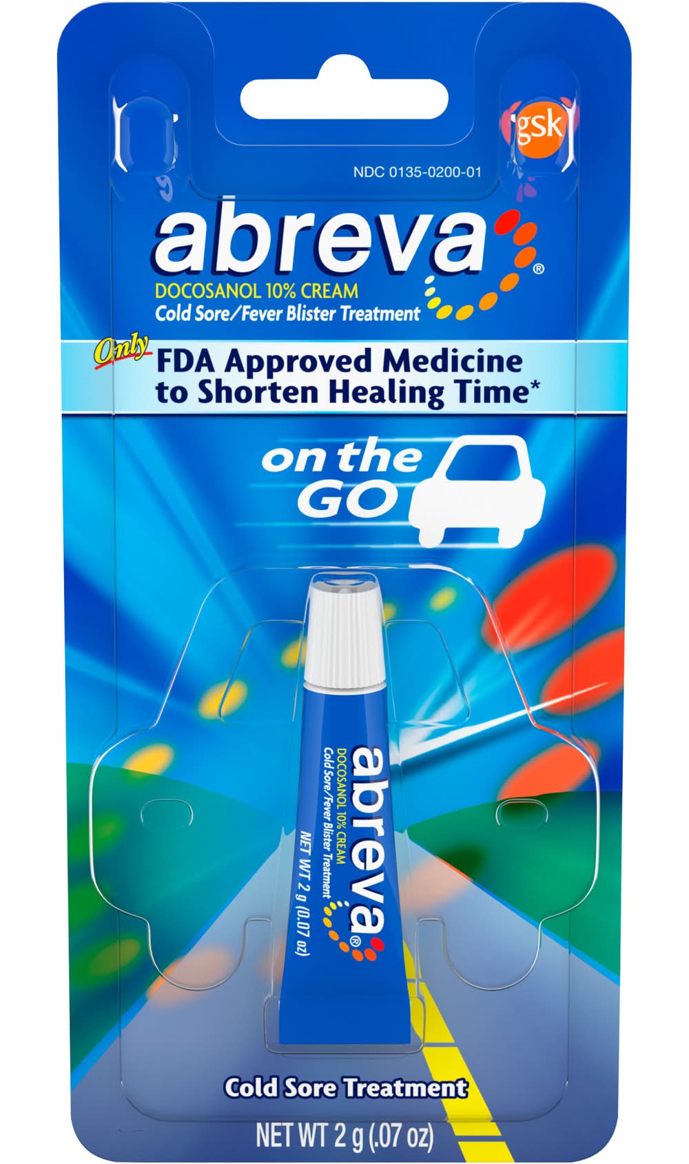 Abreva Docosanol 10% Cold Sore Fever Blister Treatment Cream (0.07 oz)
