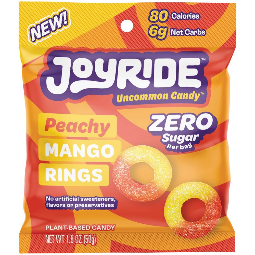 Joyride Zero Sugar Plant-Based Candy - Peachy Mango Rings (8 Servings)