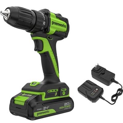 Greenworks 24V Cordless Brushless Drill With 2ah Battery and Charger